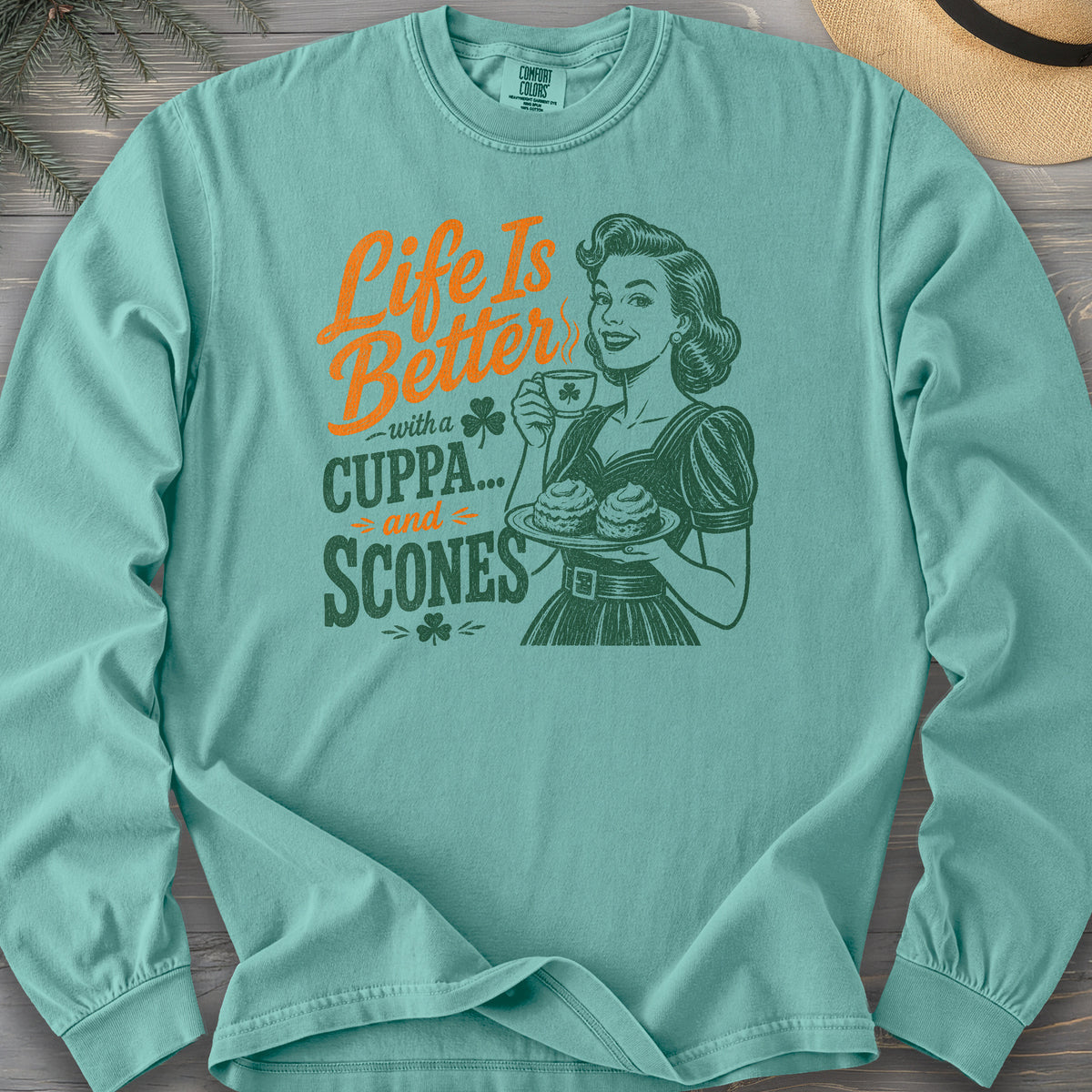 Cuppa Scones Comfort Colors 6014 Long Sleeve