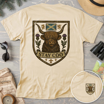 Highland Cow "Scottish Heraldry" Front/Back Print Comfort Colors T-Shirt