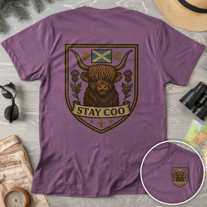 Highland Cow "Scottish Heraldry" Front/Back Print Comfort Colors T-Shirt