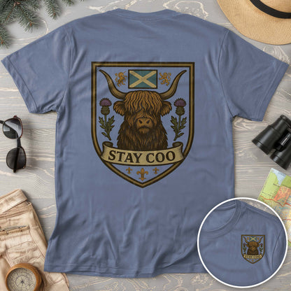 Highland Cow "Scottish Heraldry" Front/Back Print Comfort Colors T-Shirt