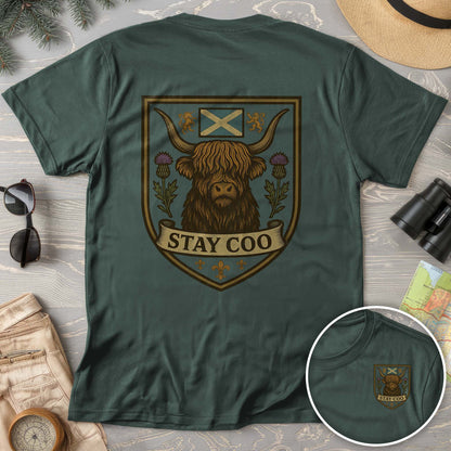 Highland Cow "Scottish Heraldry" Front/Back Print Comfort Colors T-Shirt