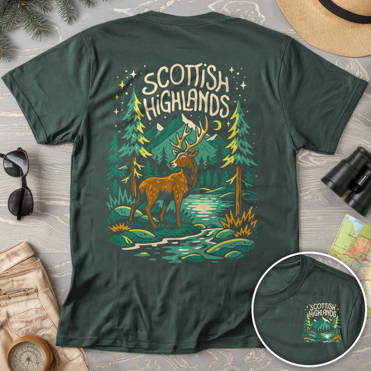 Scottish Highlands "Midnight Stag" Front/Back Print Comfort Colors T-Shirt