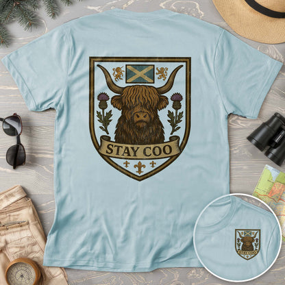 Highland Cow "Scottish Heraldry" Front/Back Print Comfort Colors T-Shirt