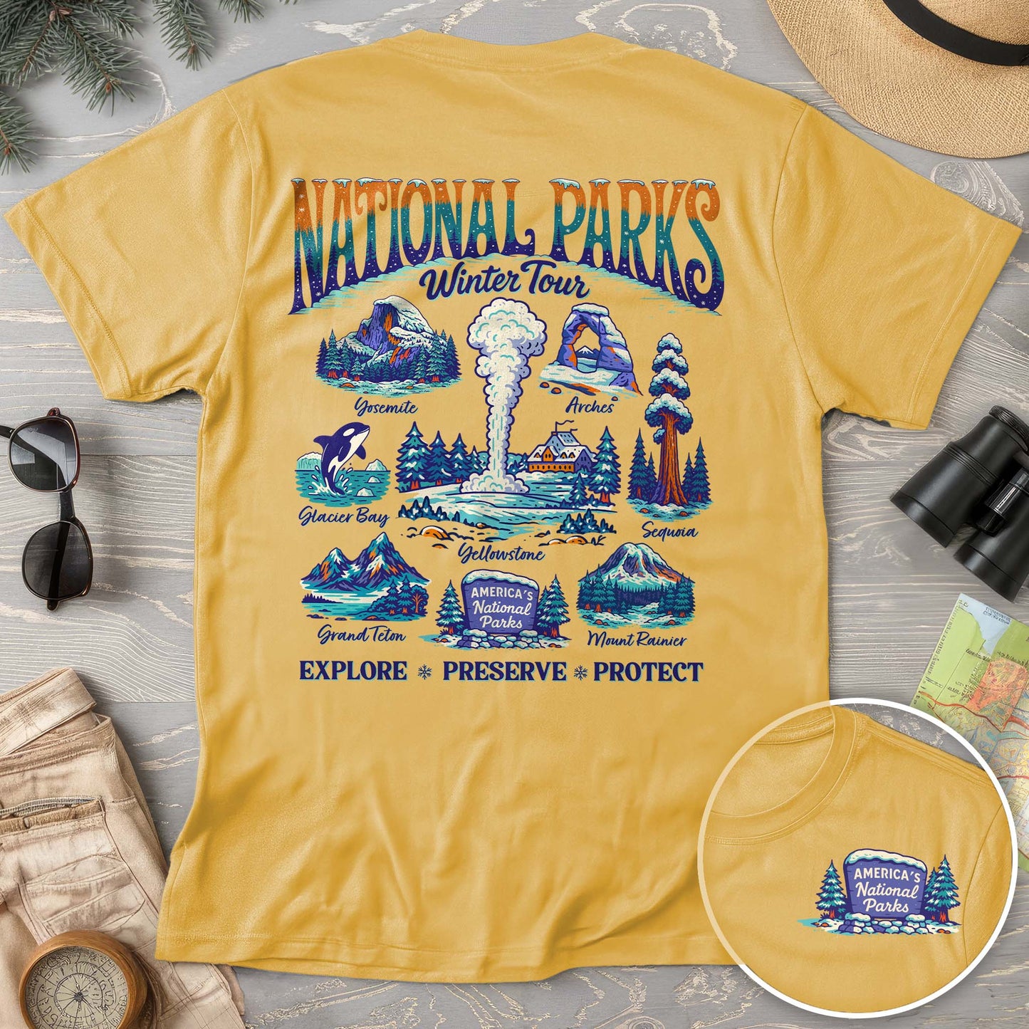 National Parks Winter Tour Front/Back Print Comfort Colors T-Shirt