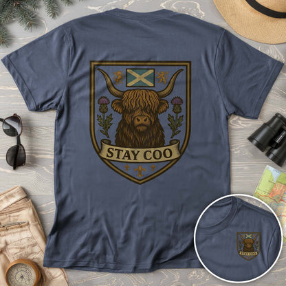 Highland Cow "Scottish Heraldry" Front/Back Print Comfort Colors T-Shirt