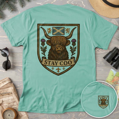 Highland Cow "Scottish Heraldry" Front/Back Print Comfort Colors T-Shirt
