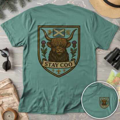 Highland Cow "Scottish Heraldry" Front/Back Print Comfort Colors T-Shirt