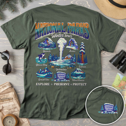 National Parks Winter Tour Front/Back Print Comfort Colors T-Shirt