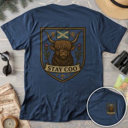 Highland Cow "Scottish Heraldry" Front/Back Print Comfort Colors T-Shirt
