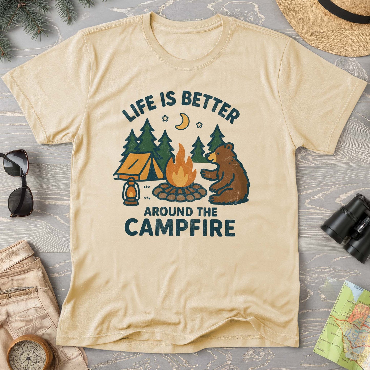 Around The Campfire "Happy Bear" Comfort Colors T-Shirt