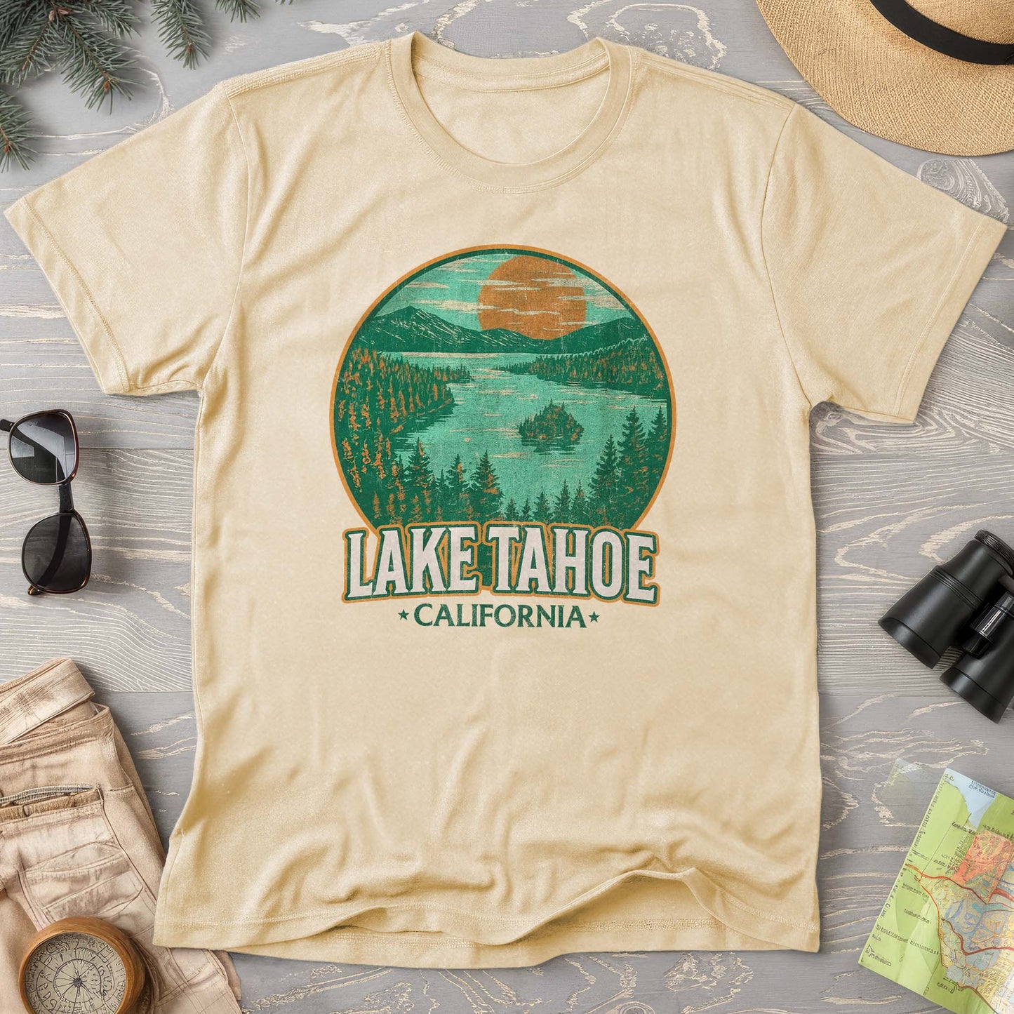Lake Tahoe Retro Emerald Bay Comfort Colors T-Shirt