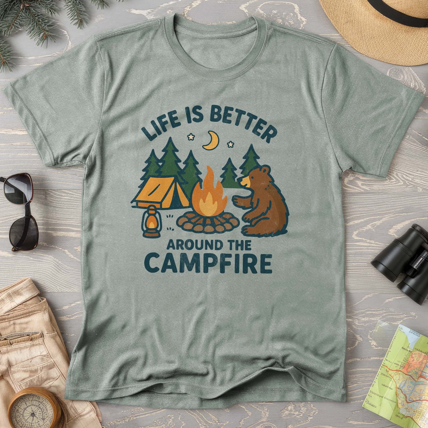 Around The Campfire "Happy Bear" Comfort Colors T-Shirt