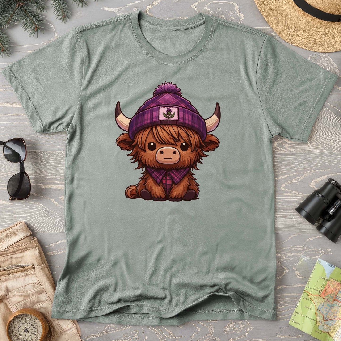 Tartan Highland Cow Comfort Colors T-Shirt