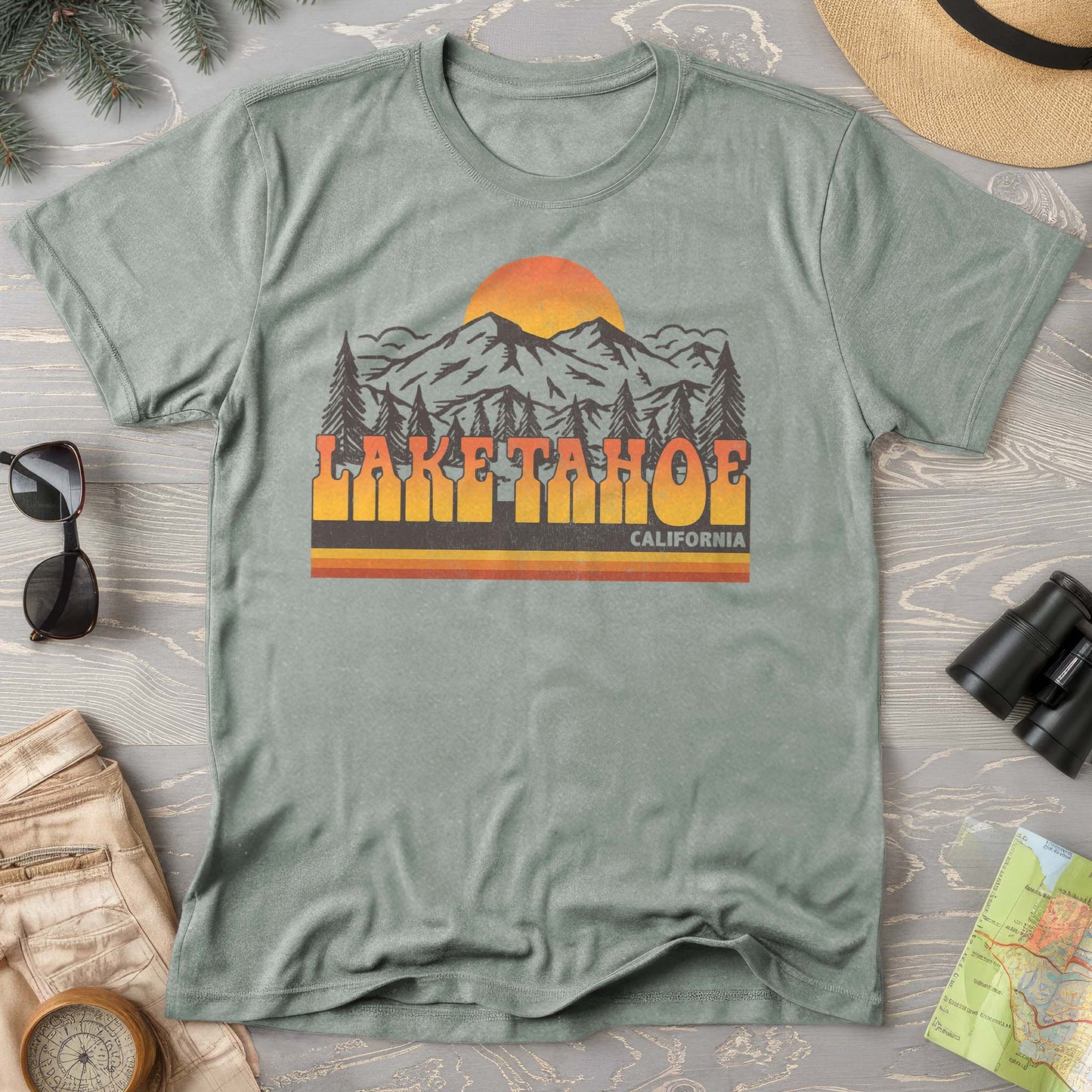 Lake Tahoe California Groovy Sunset Comfort Colors T-Shirt