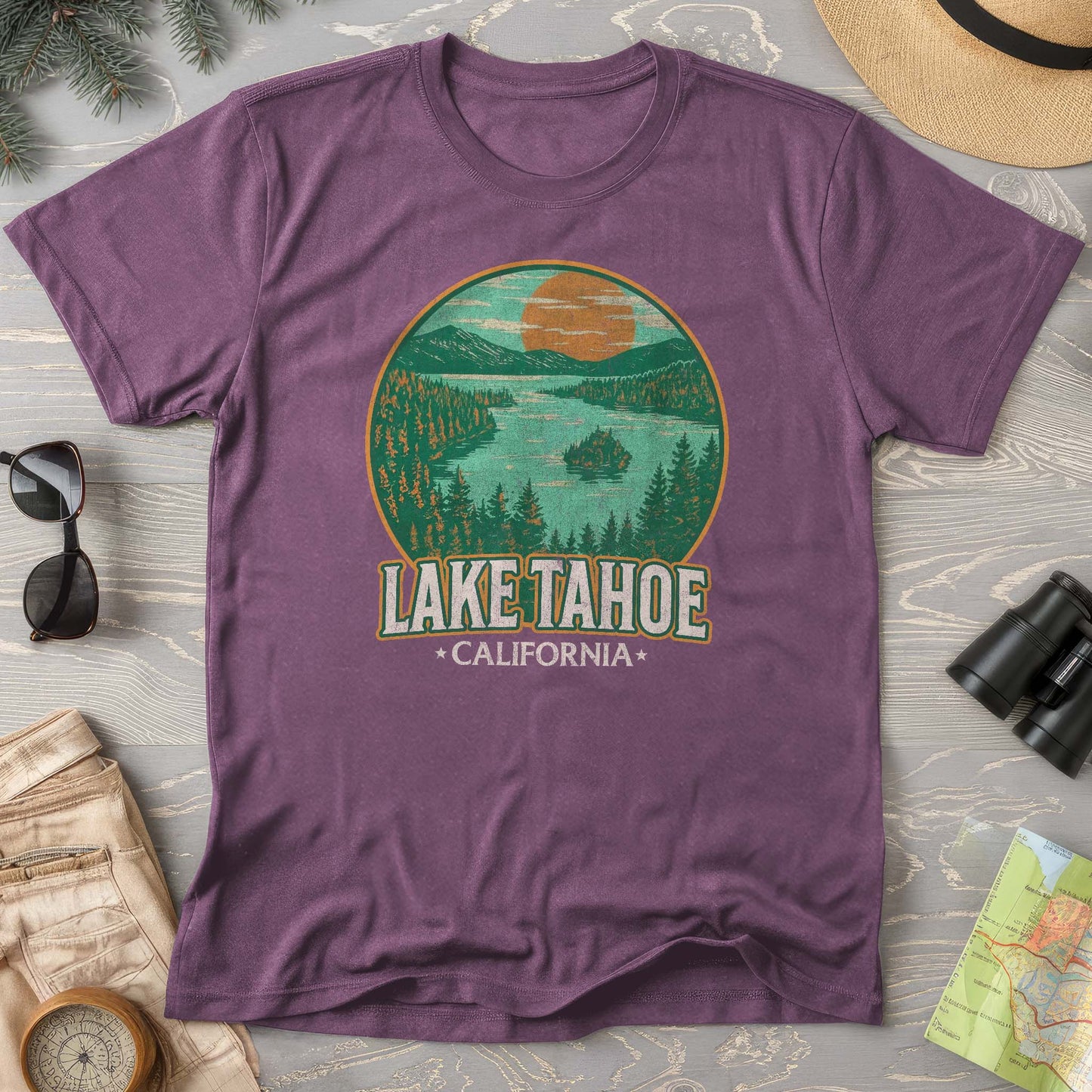 Lake Tahoe Retro Emerald Bay Comfort Colors T-Shirt