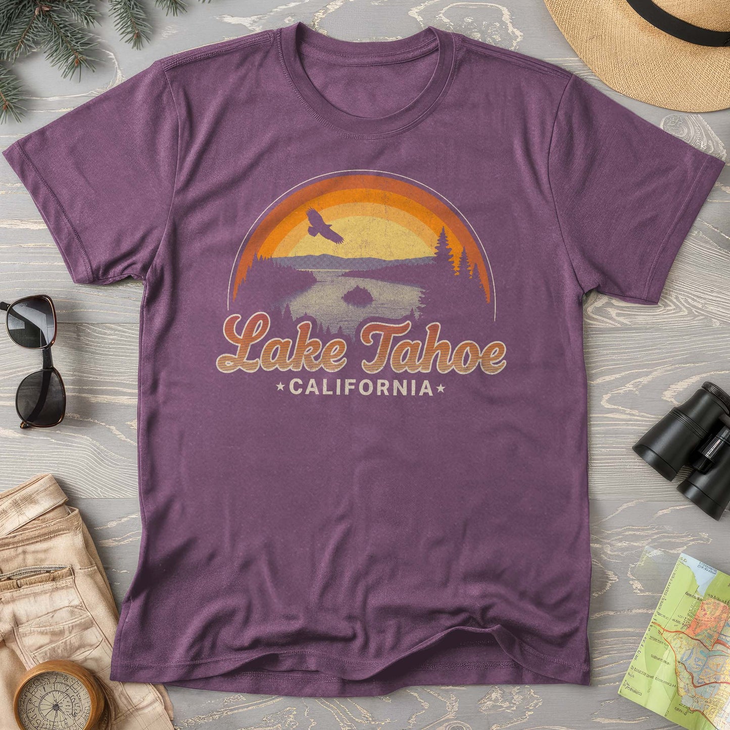 Lake Tahoe Retro Rainbow Comfort Colors T-Shirt
