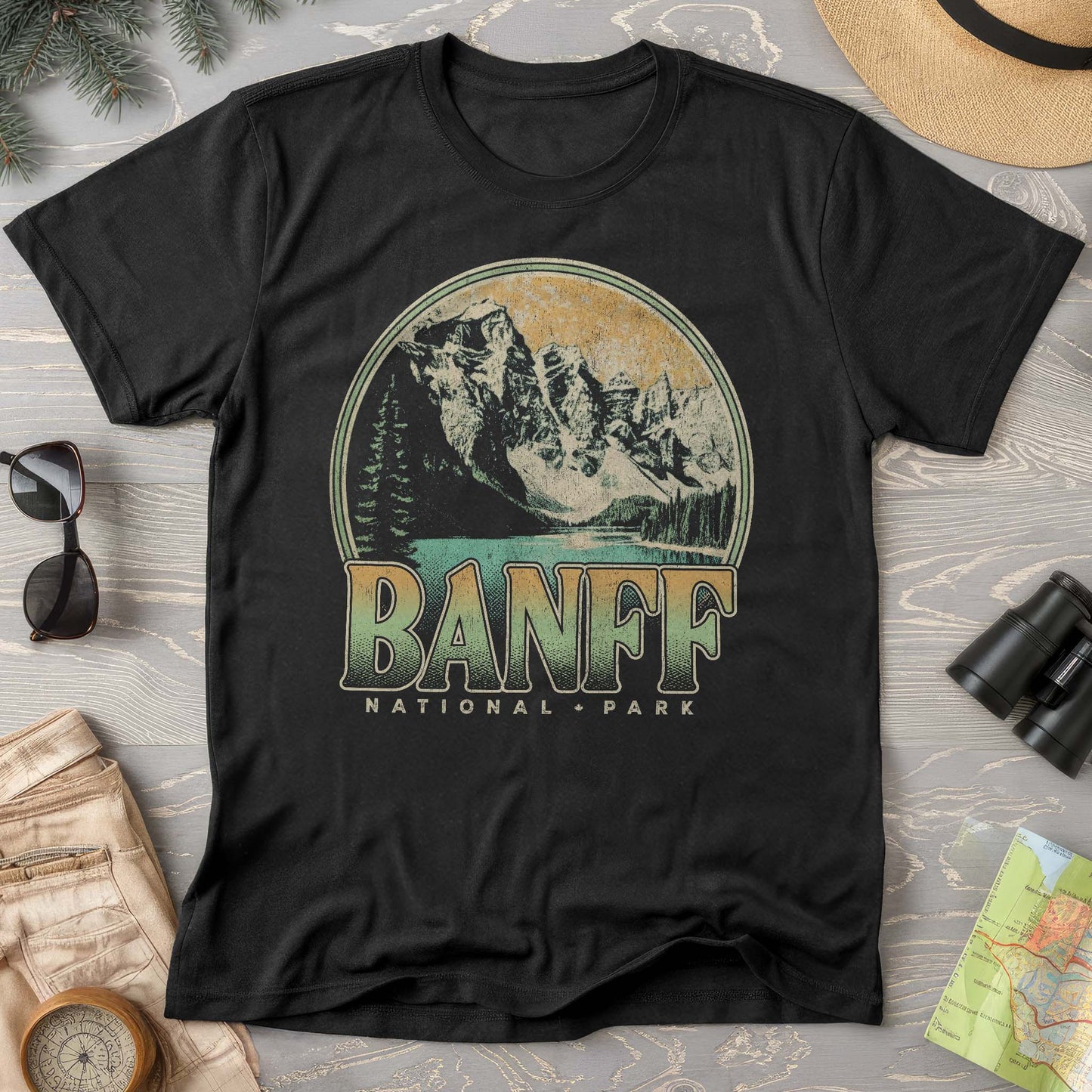 Banff National Park Groovy Screenprint Comfort Colors T-Shirt