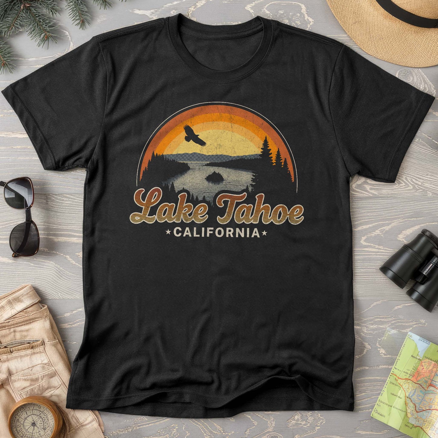 Lake Tahoe Retro Rainbow Comfort Colors T-Shirt