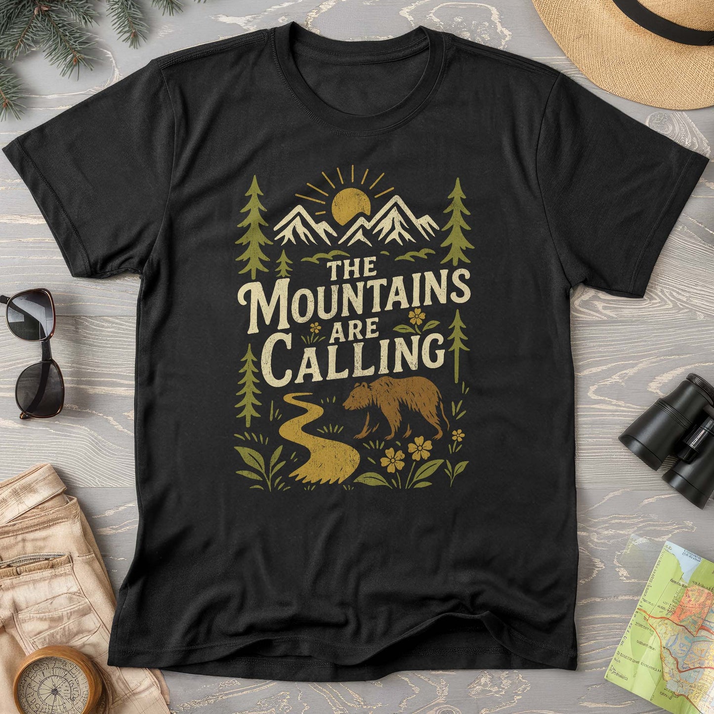 The Mountains Are Calling "Vintage Sketch" T-Shirt