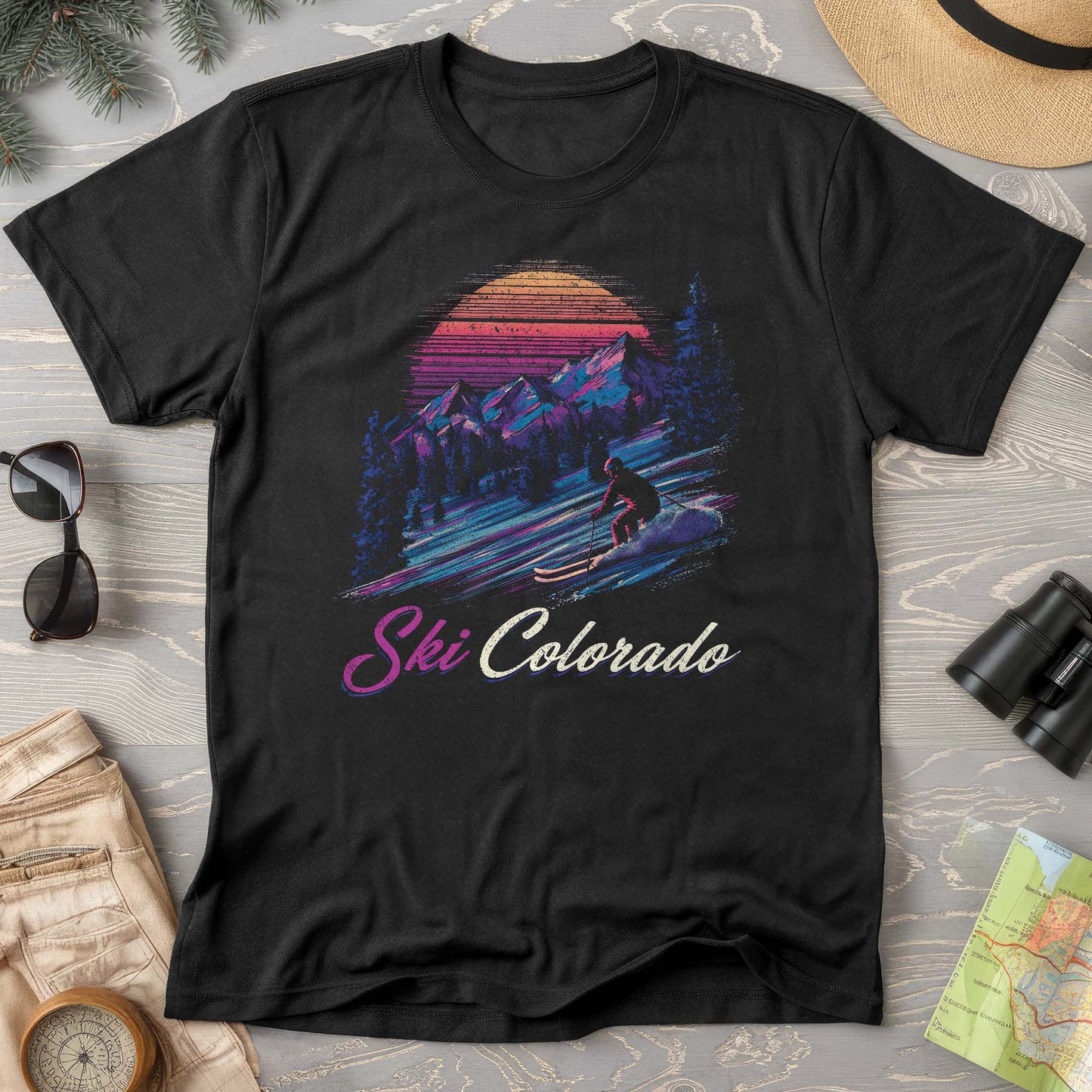 Ski Colorado Retro Sunset Comfort Colors T-Shirt