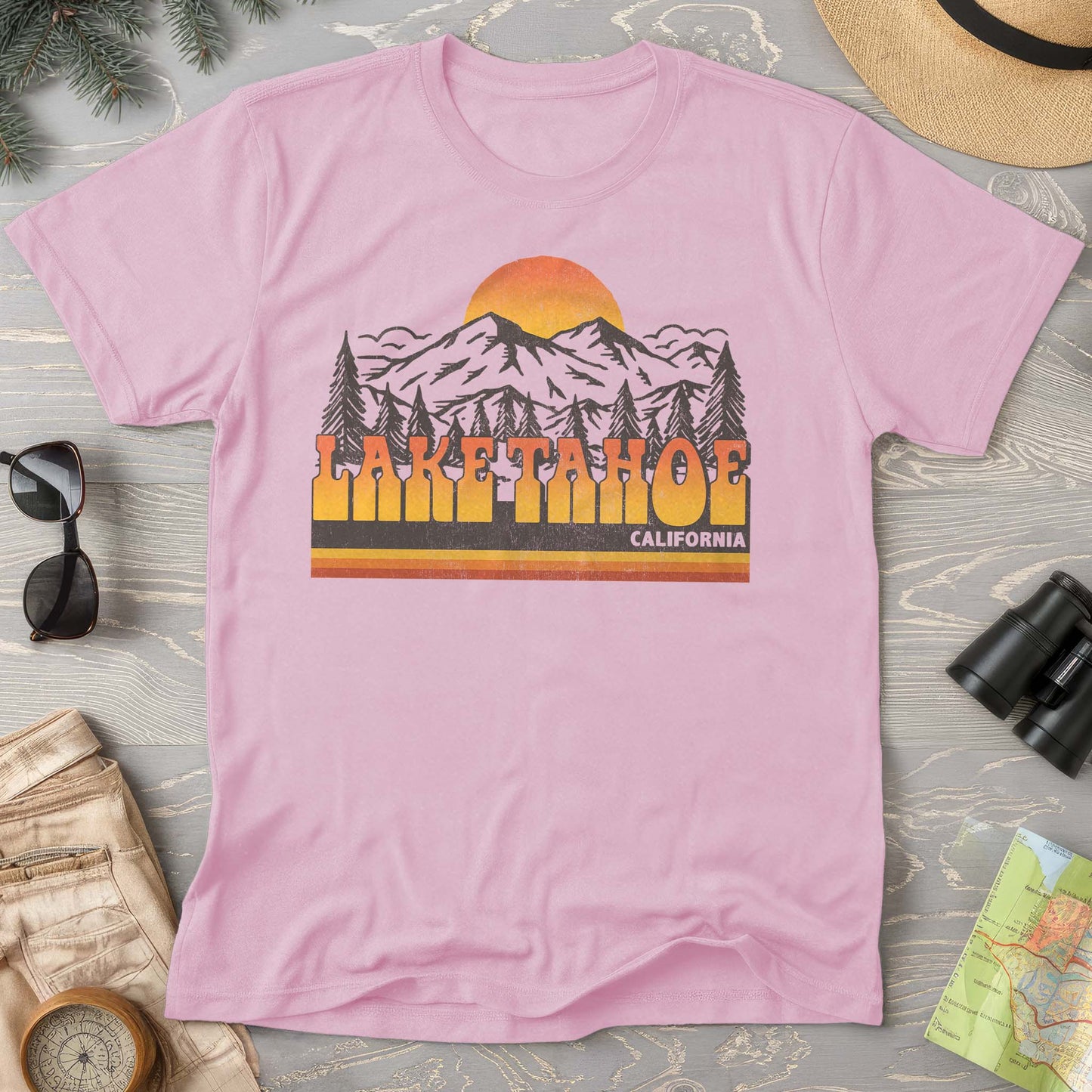 Lake Tahoe California Groovy Sunset Comfort Colors T-Shirt