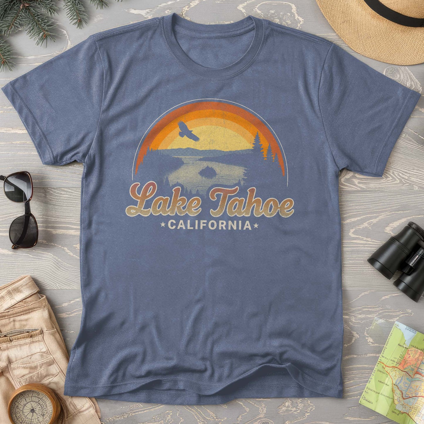 Lake Tahoe Retro Rainbow Comfort Colors T-Shirt