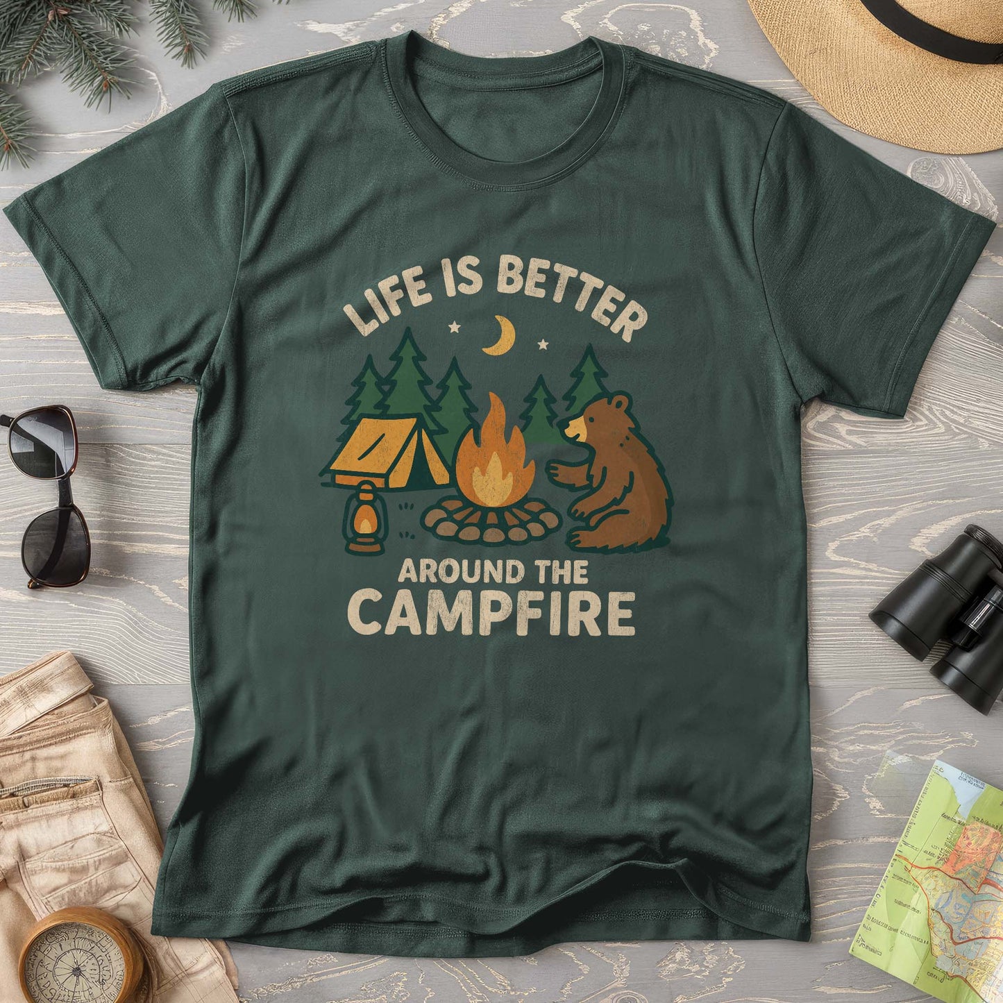 Around The Campfire "Happy Bear" Comfort Colors T-Shirt