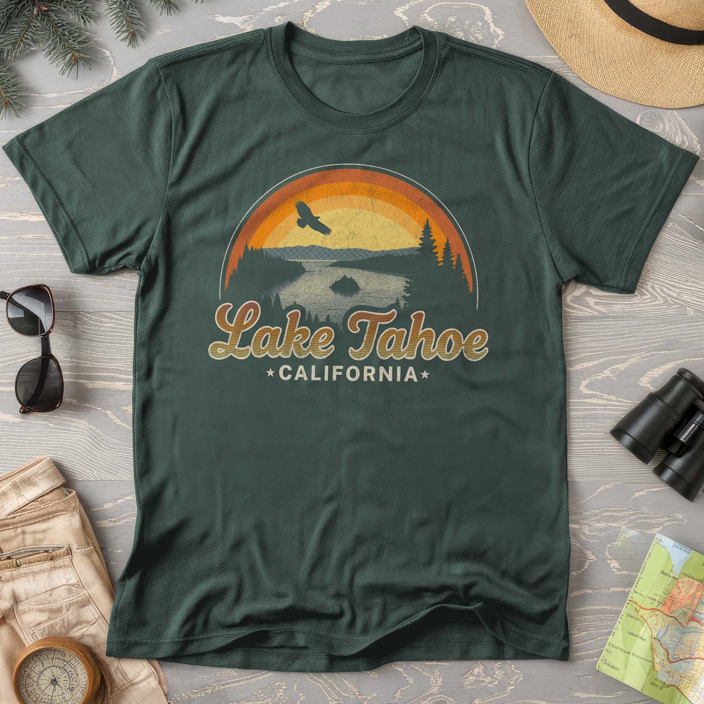 Lake Tahoe Retro Rainbow Comfort Colors T-Shirt