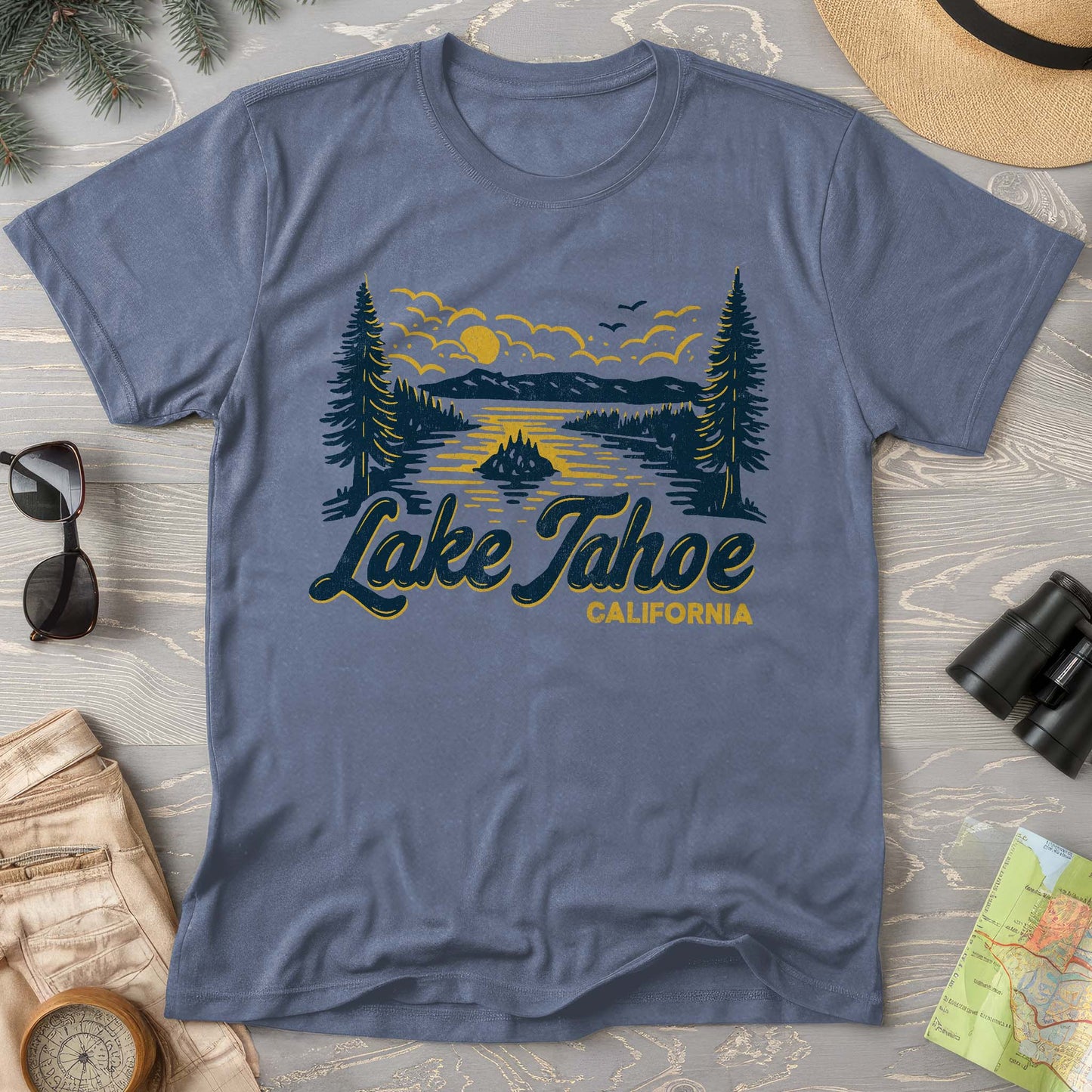 Lake Tahoe Emerald Bay Sketch Comfort Colors T-Shirt