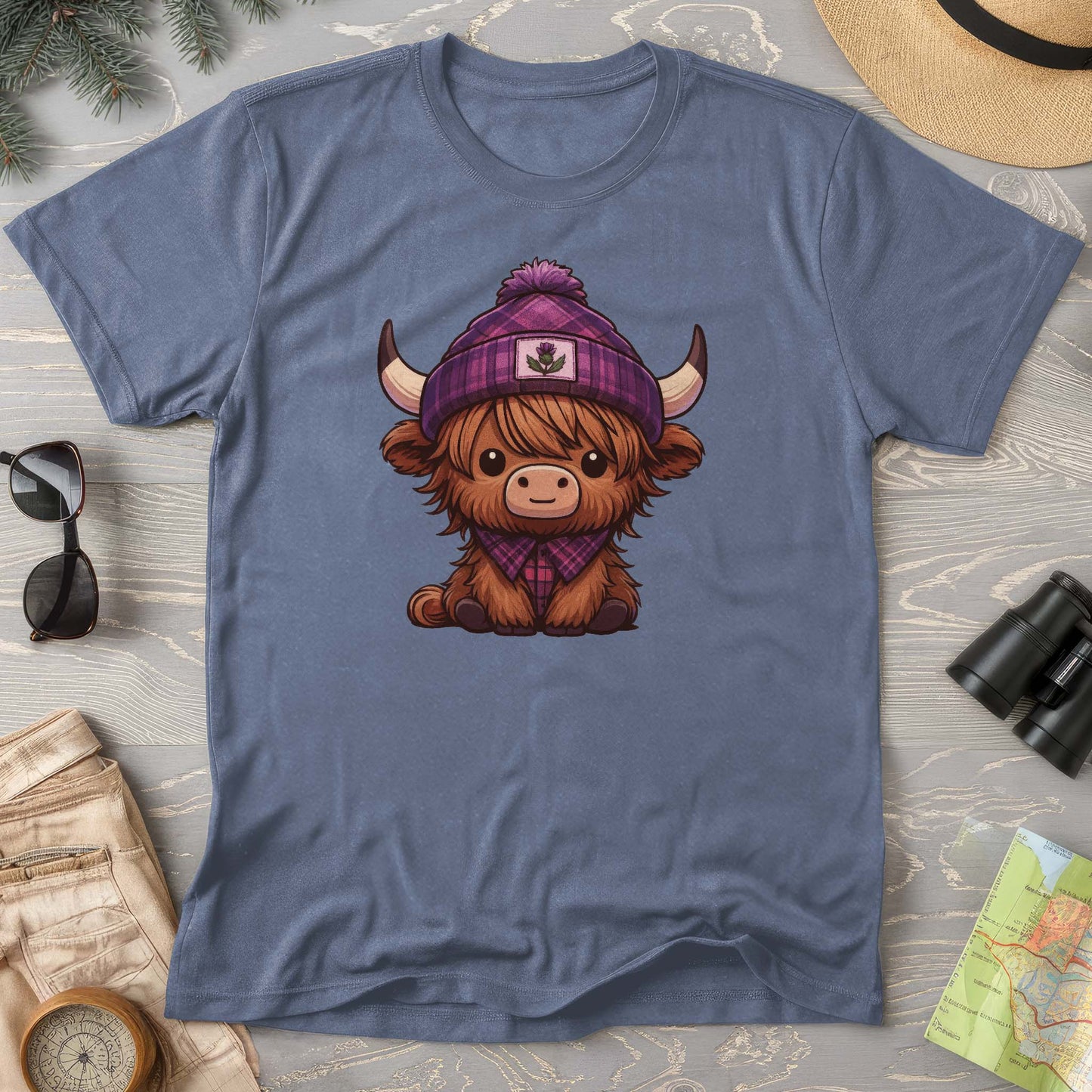 Tartan Highland Cow Comfort Colors T-Shirt