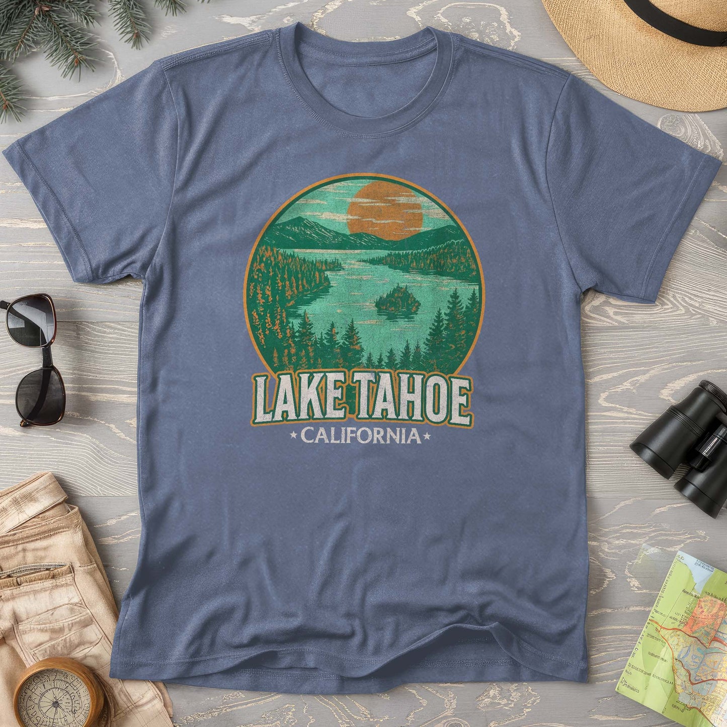 Lake Tahoe Retro Emerald Bay Comfort Colors T-Shirt