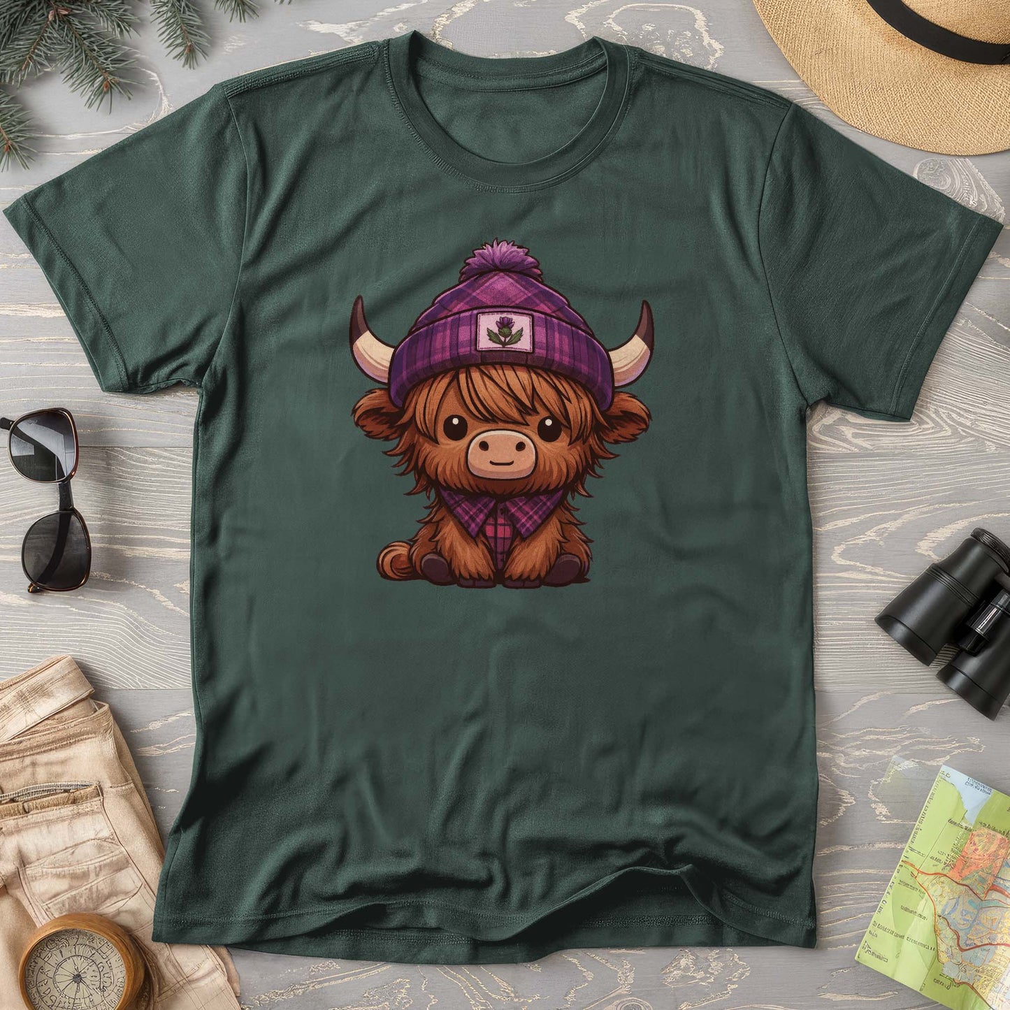 Tartan Highland Cow Comfort Colors T-Shirt