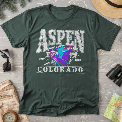 Aspen Colorado Retro 80's Skier Comfort Colors T-Shirt