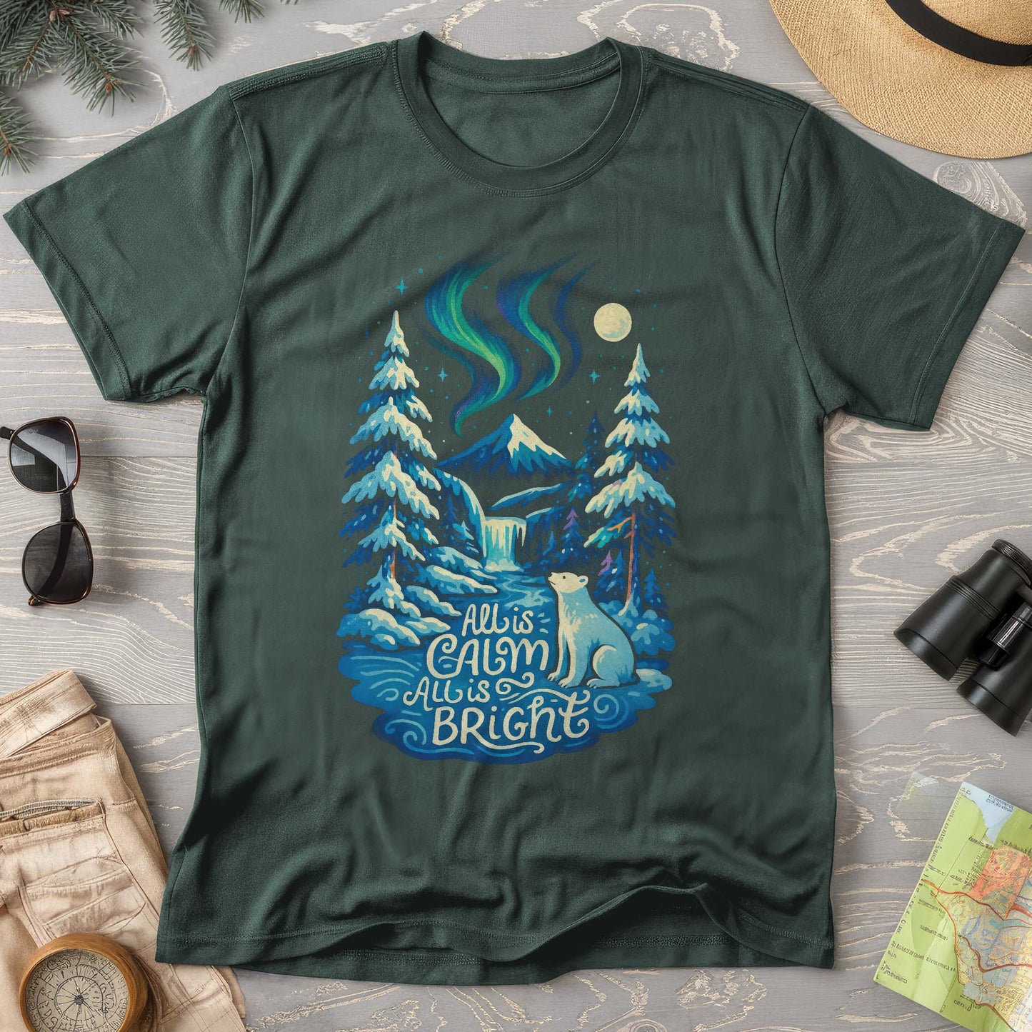 All Is Calm Northern Lights Comfort Colors T-Shirt