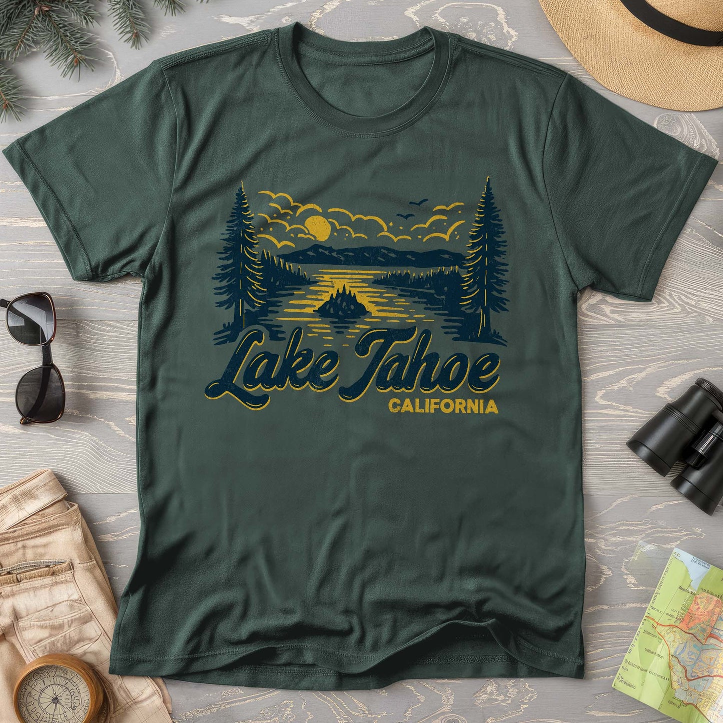 Lake Tahoe Emerald Bay Sketch Comfort Colors T-Shirt