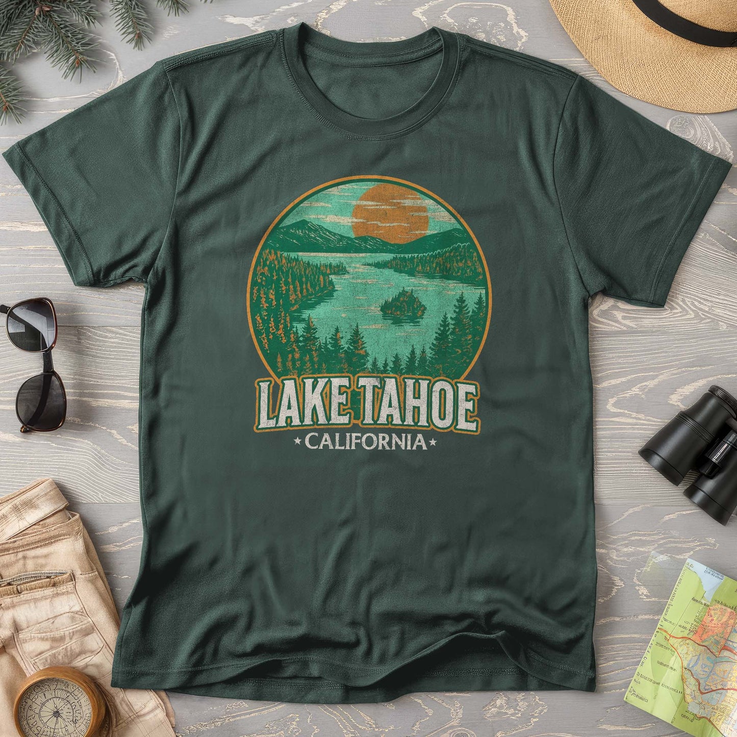 Lake Tahoe Retro Emerald Bay Comfort Colors T-Shirt