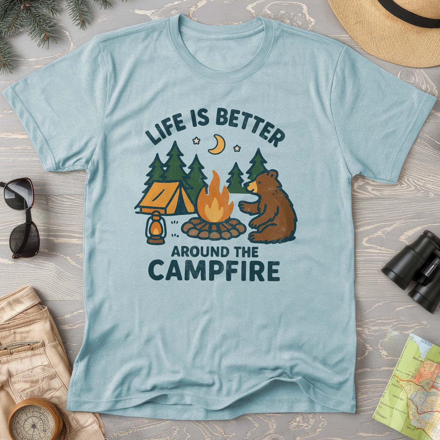 Around The Campfire "Happy Bear" Comfort Colors T-Shirt