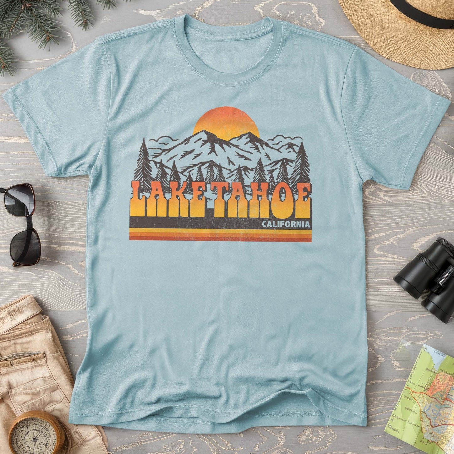 Lake Tahoe California Groovy Sunset Comfort Colors T-Shirt