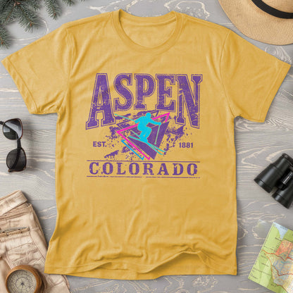 Aspen Colorado Retro 80's Skier Comfort Colors T-Shirt