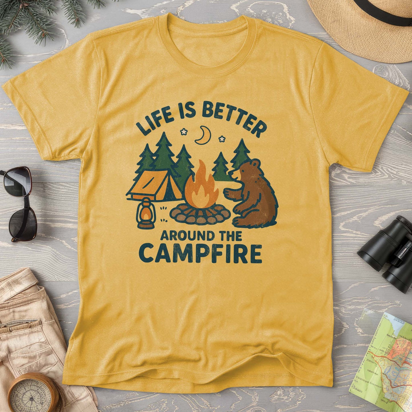 Around The Campfire "Happy Bear" Comfort Colors T-Shirt