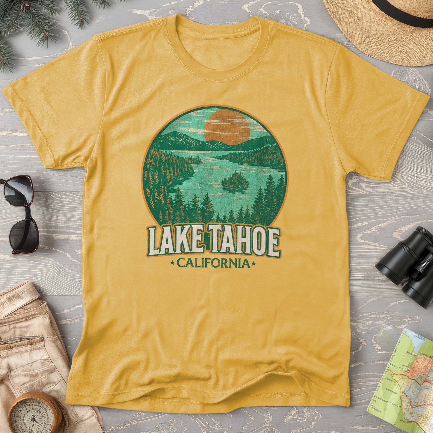 Lake Tahoe Retro Emerald Bay Comfort Colors T-Shirt