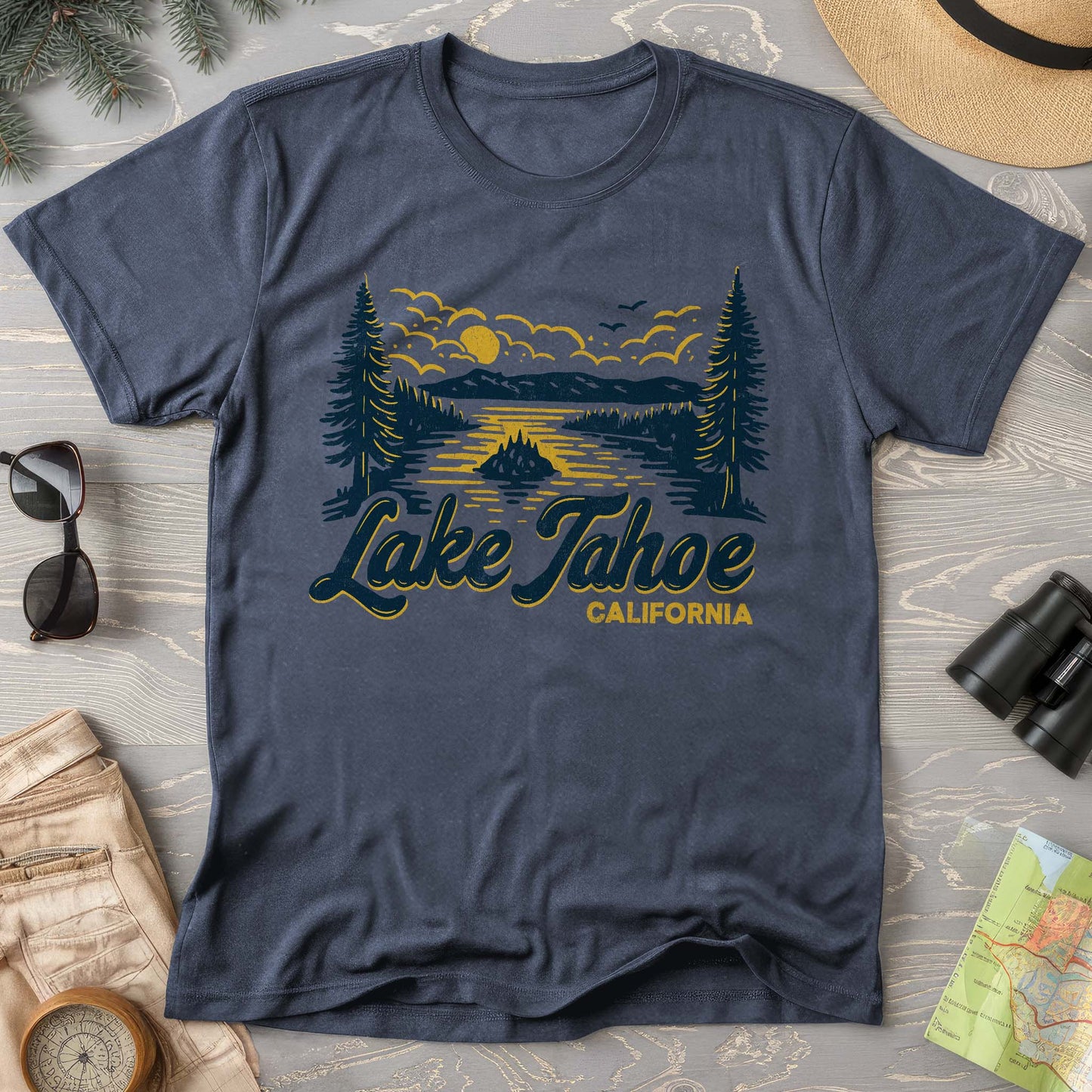 Lake Tahoe Emerald Bay Sketch Comfort Colors T-Shirt