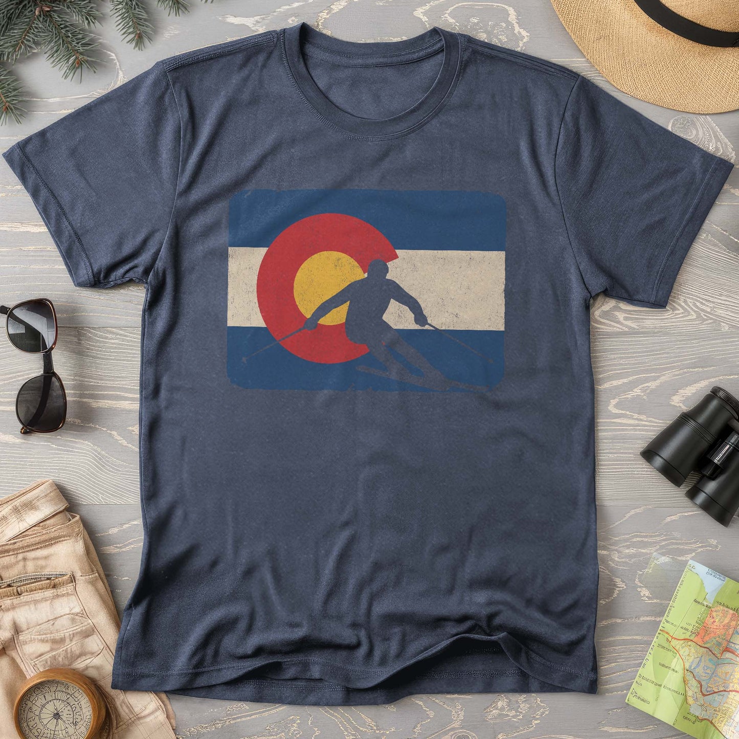Colorado Flag Skier Comfort Colors T-Shirt