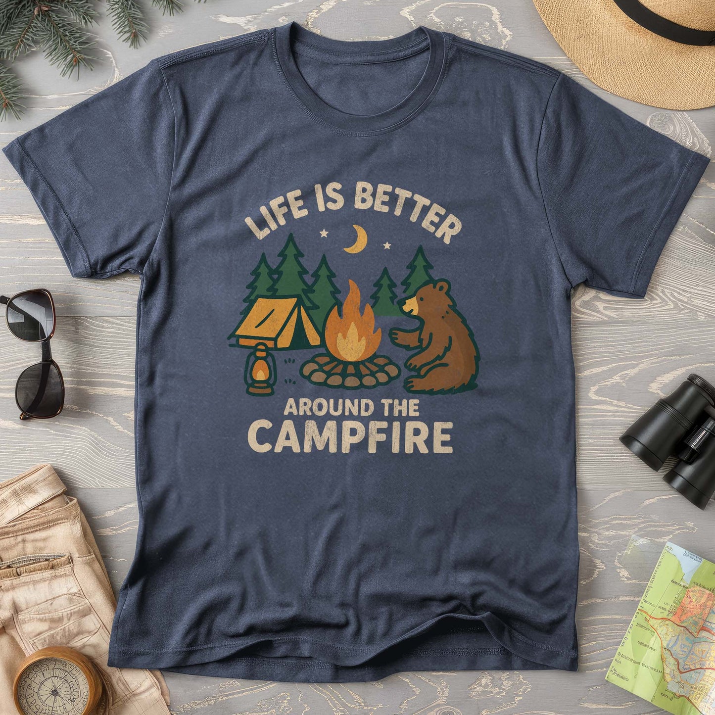 Around The Campfire "Happy Bear" Comfort Colors T-Shirt