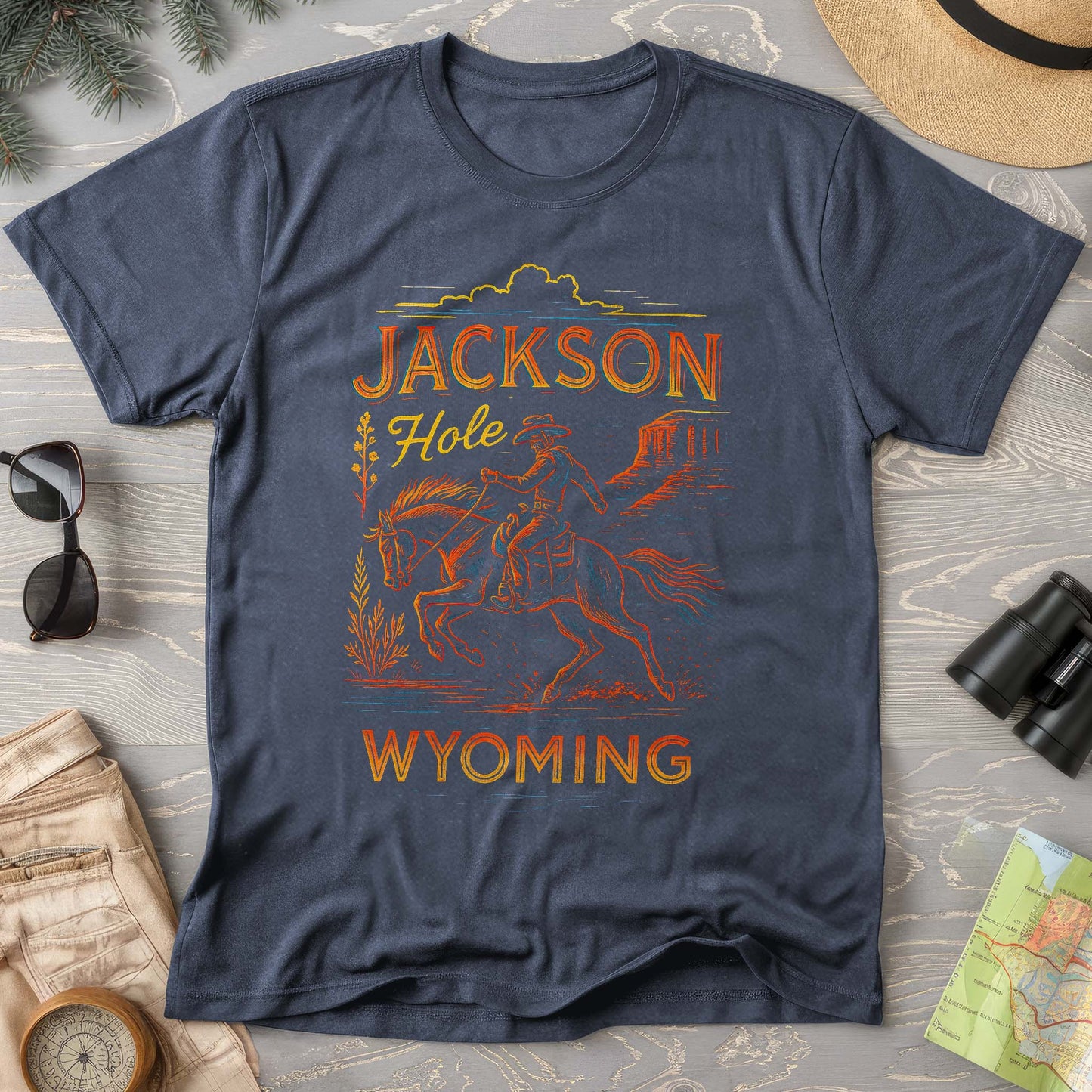 Jackson Hole "Linocut Cowboy" Comfort Colors T-Shirt