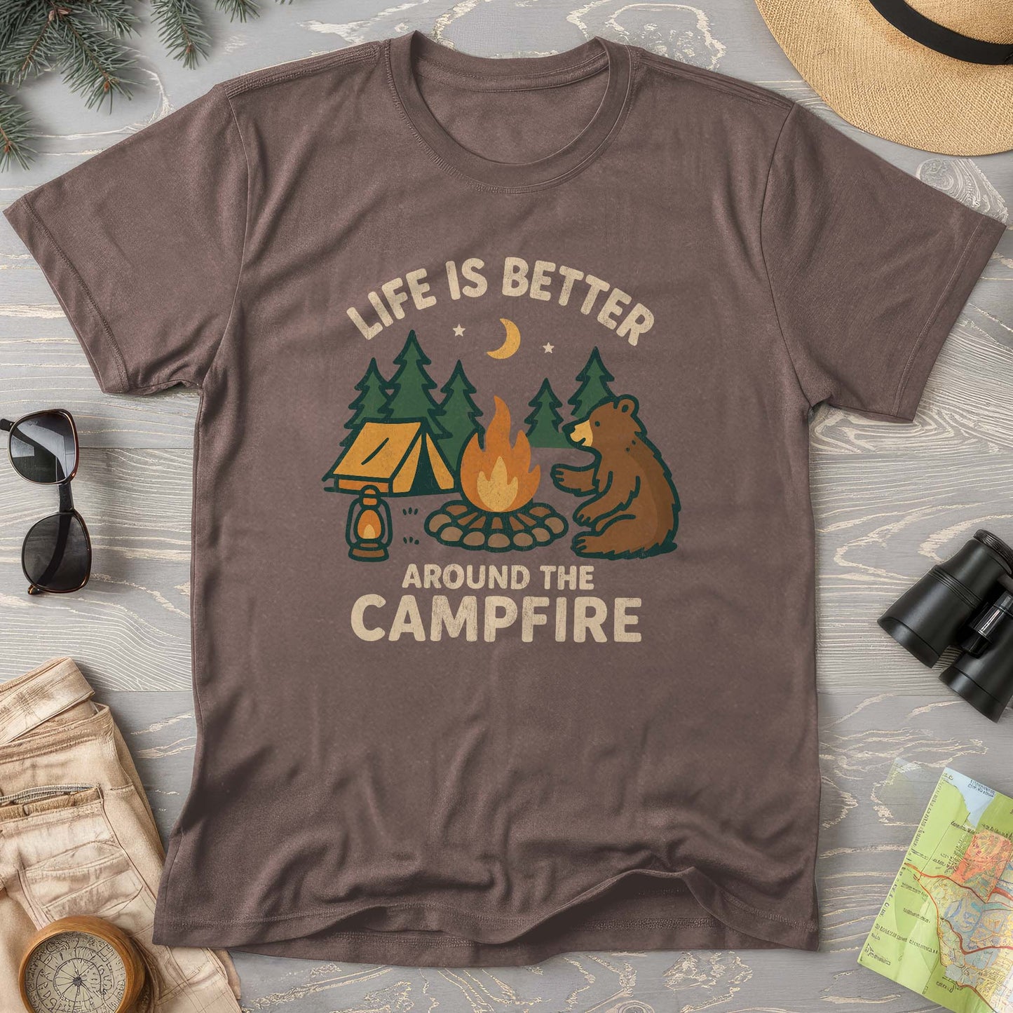 Around The Campfire "Happy Bear" Comfort Colors T-Shirt