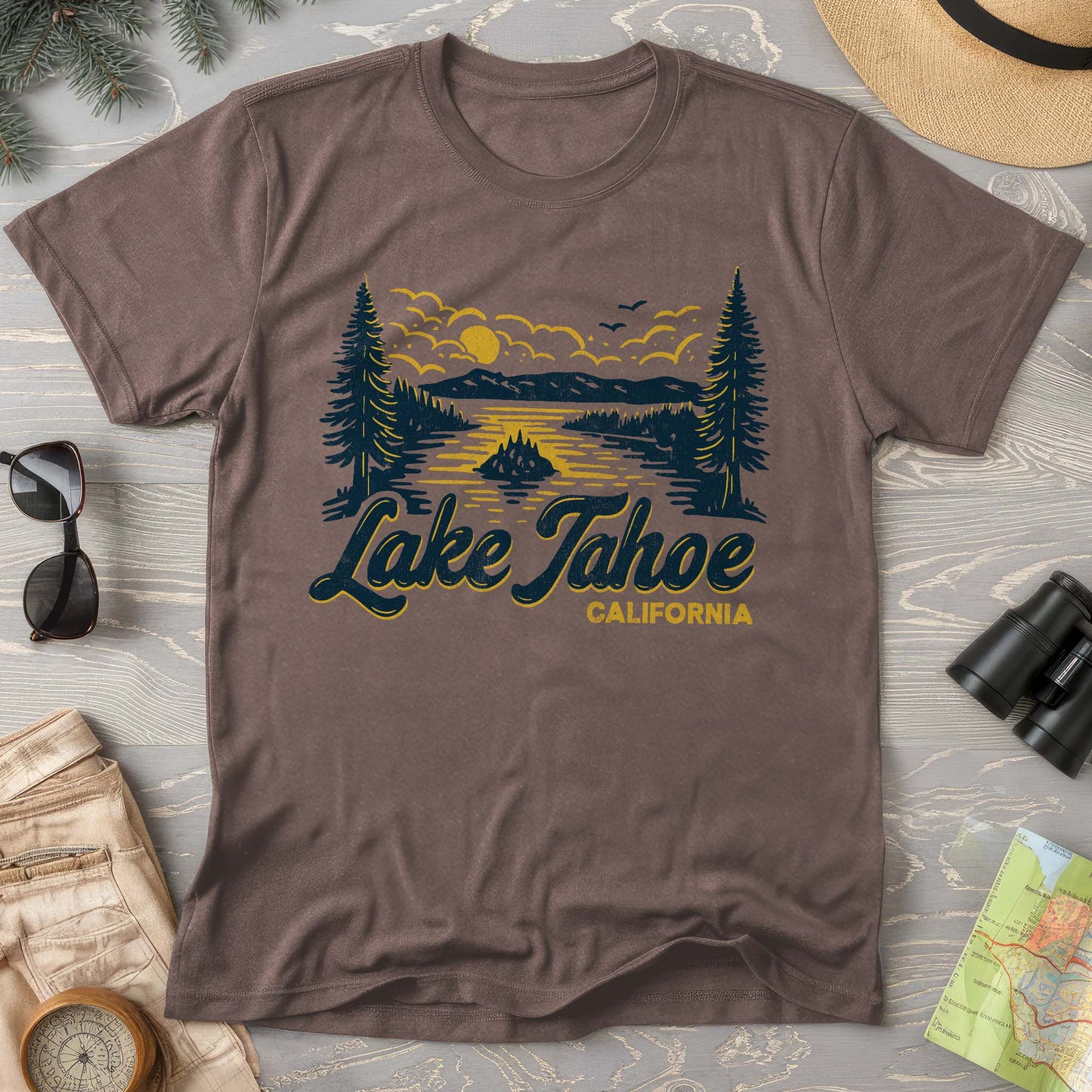Lake Tahoe Emerald Bay Sketch Comfort Colors T-Shirt
