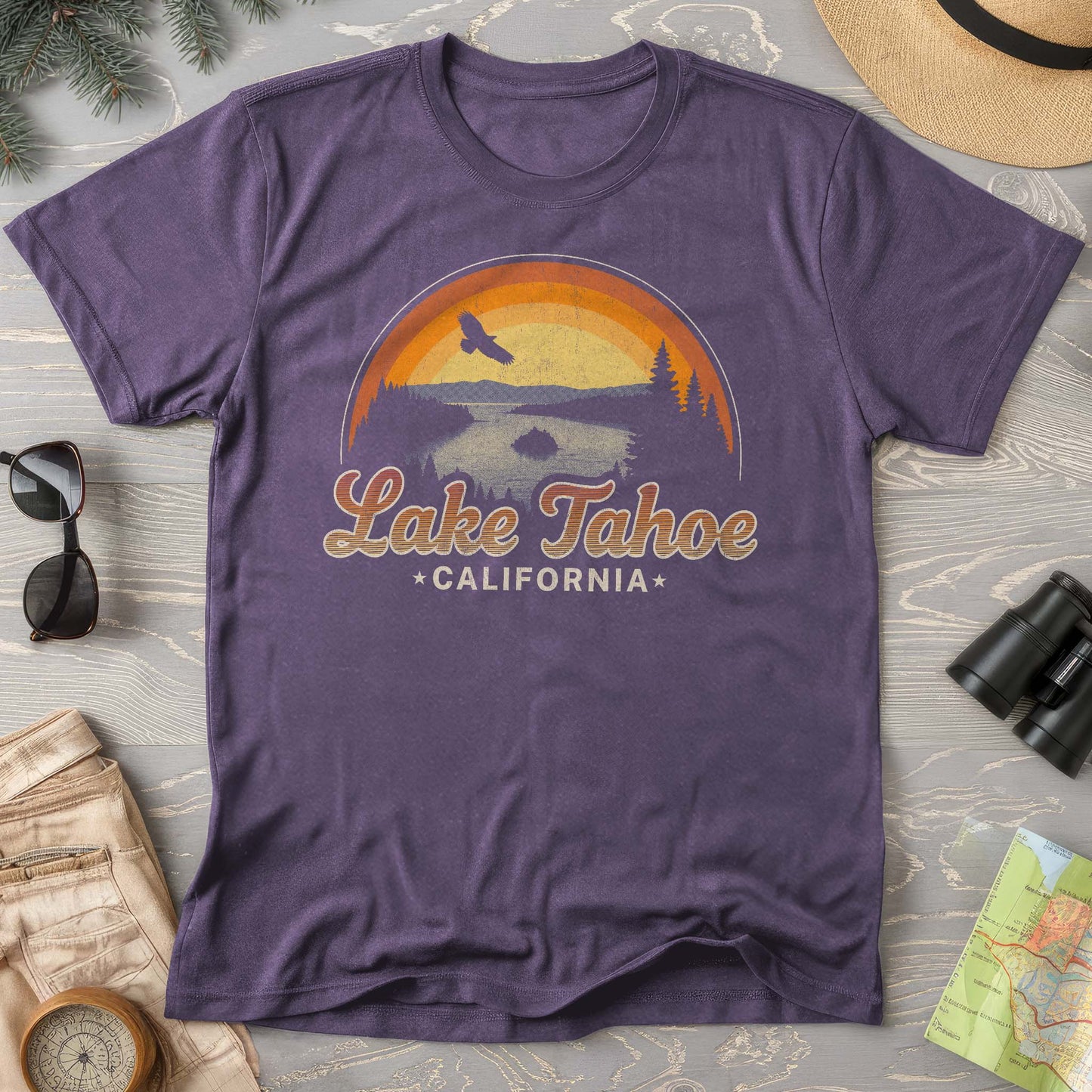 Lake Tahoe Retro Rainbow Comfort Colors T-Shirt