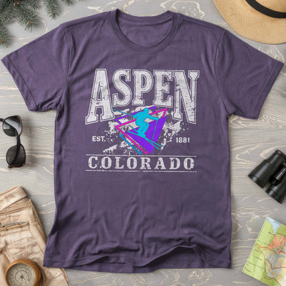Aspen Colorado Retro 80's Skier Comfort Colors T-Shirt