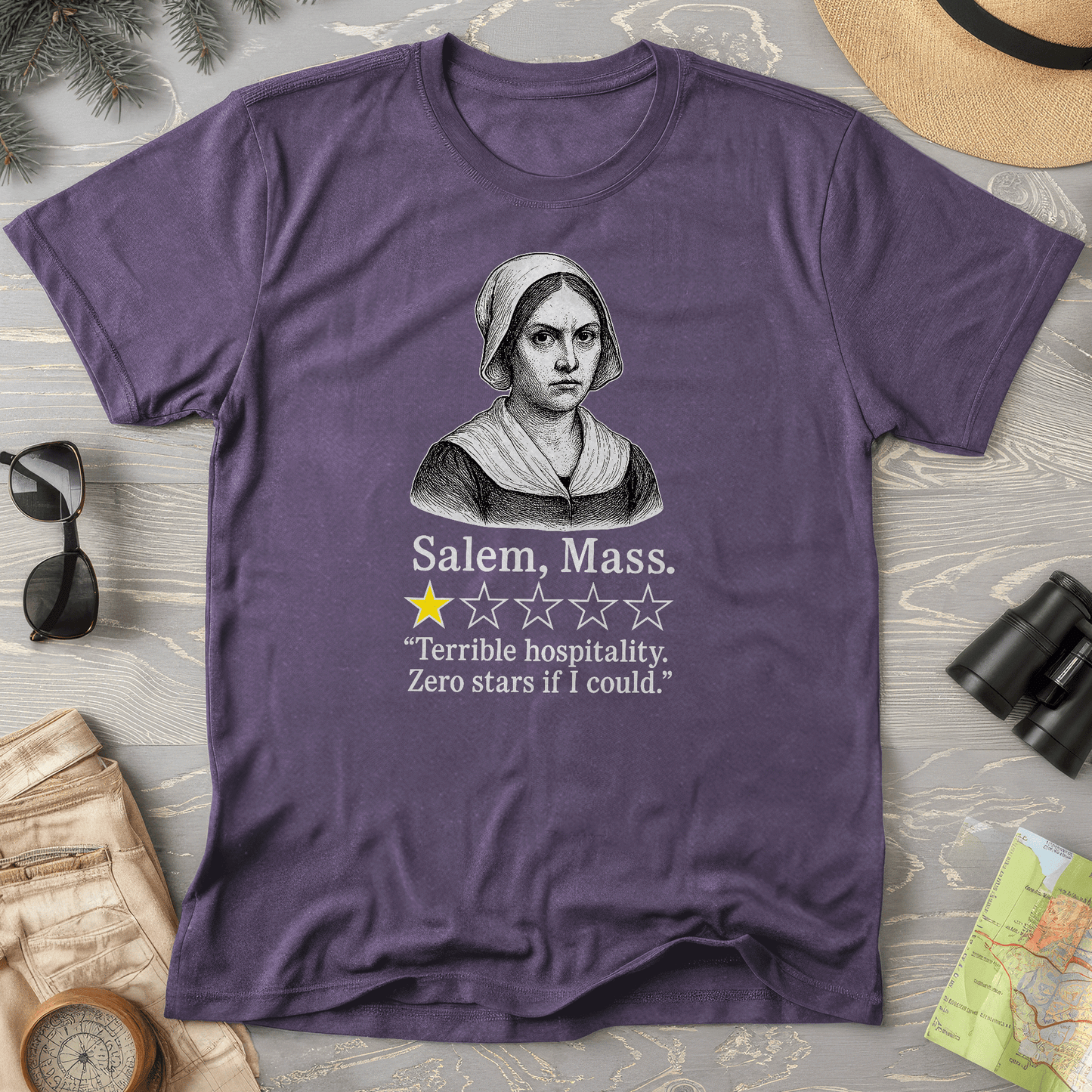Salem Massachusetts "1 Star Review" Comfort Colors T-Shirt